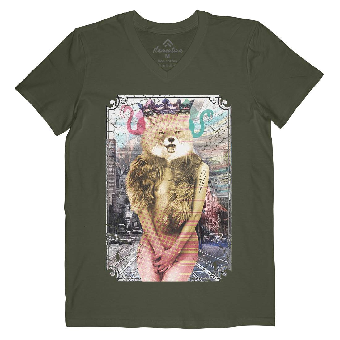 Foxy Thing Mens Organic V-Neck T-Shirt Art A837