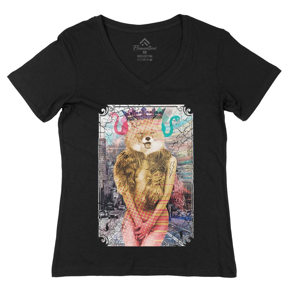 Foxy Thing Womens Organic V-Neck T-Shirt Art A837