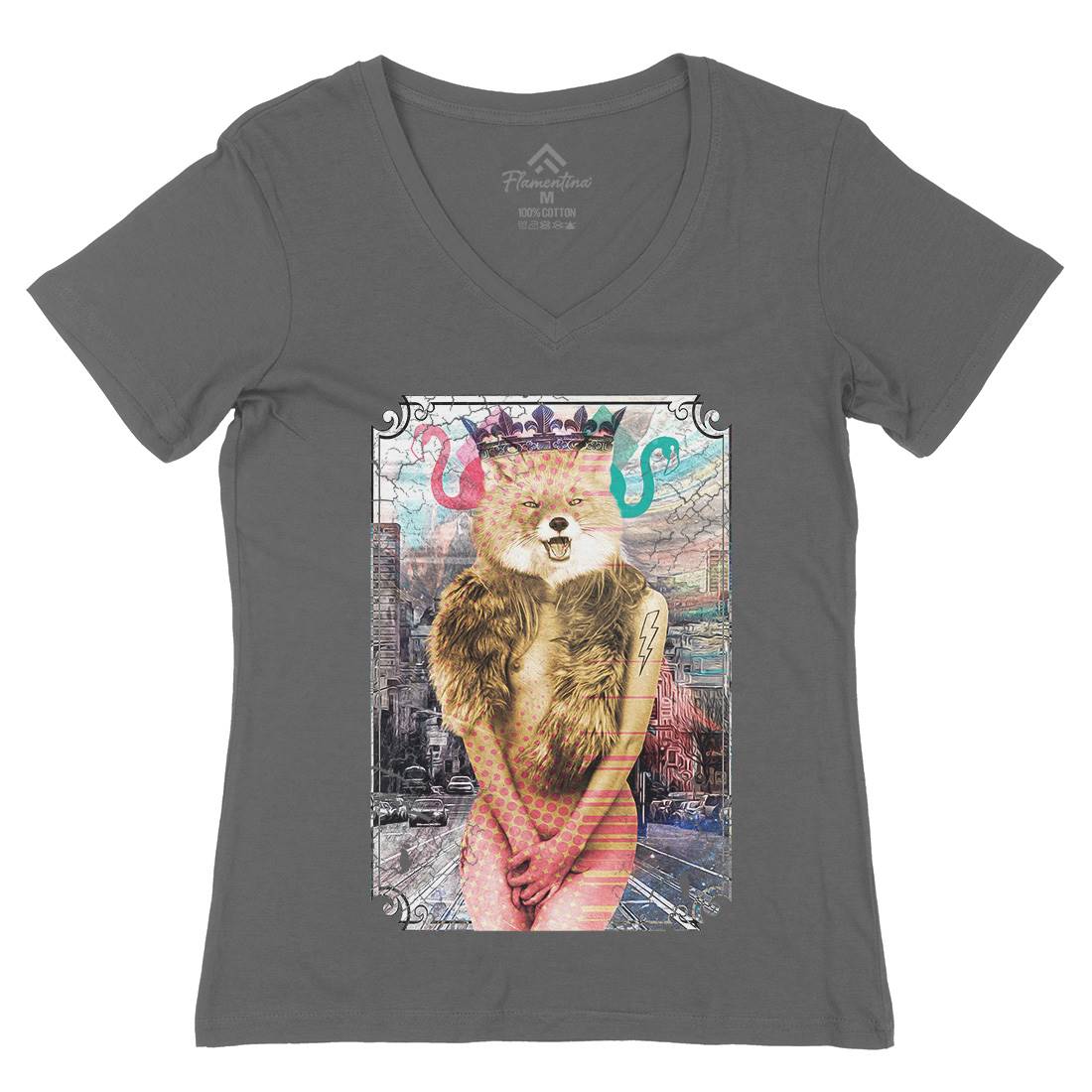 Foxy Thing Womens Organic V-Neck T-Shirt Art A837