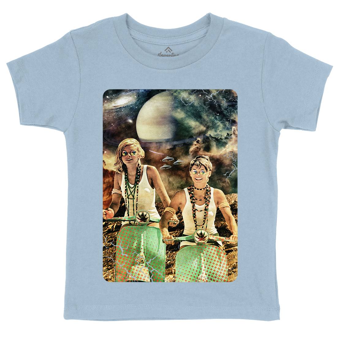 Galactic Cruise Kids Organic Crew Neck T-Shirt Space A839