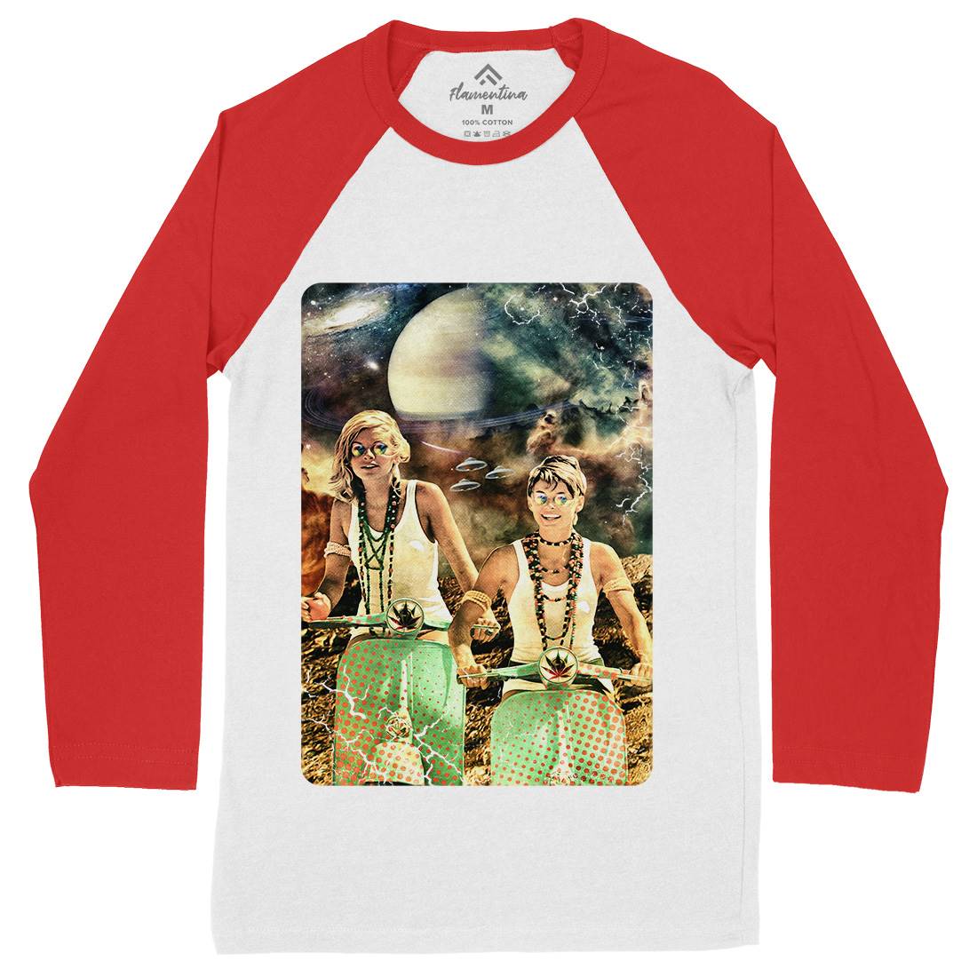 Galactic Cruise Mens Long Sleeve Baseball T-Shirt Space A839