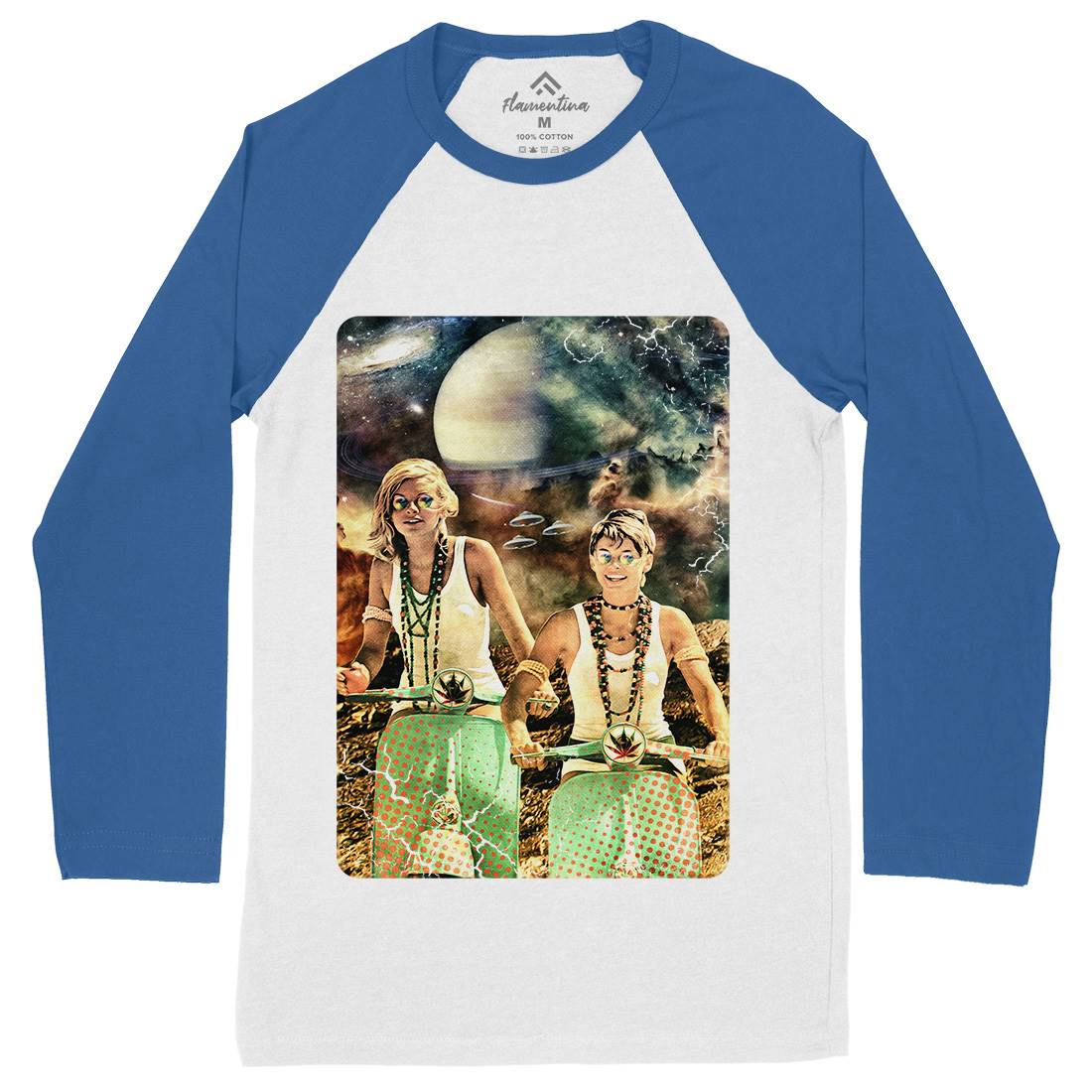 Galactic Cruise Mens Long Sleeve Baseball T-Shirt Space A839