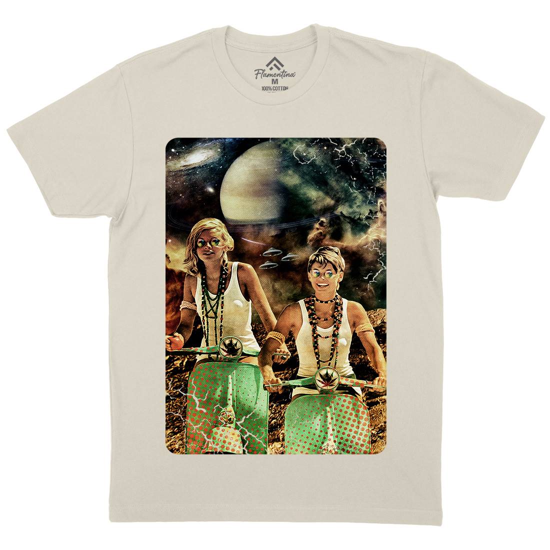 Galactic Cruise Mens Organic Crew Neck T-Shirt Space A839