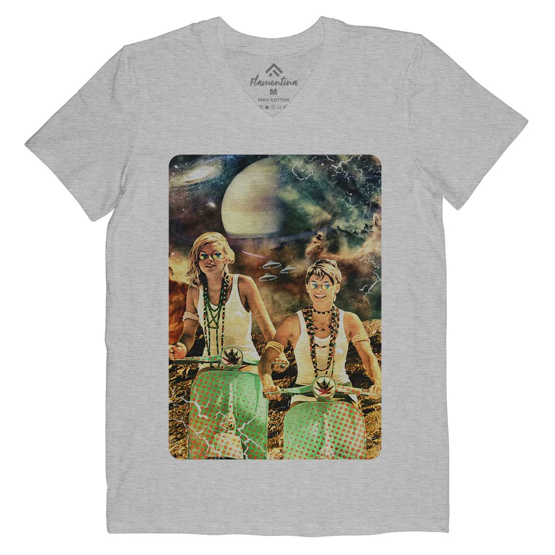 Galactic Cruise Mens V-Neck T-Shirt Space A839