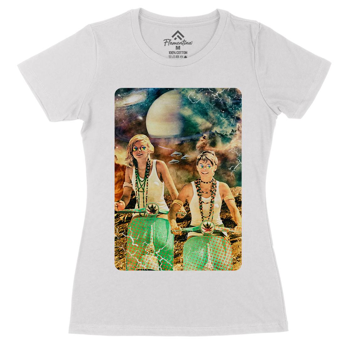 Galactic Cruise Womens Organic Crew Neck T-Shirt Space A839