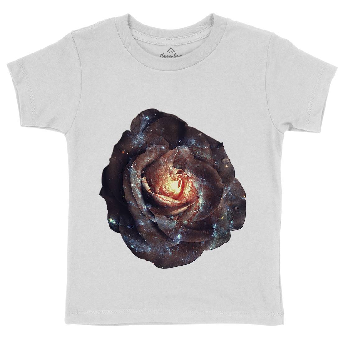 Galactic Rose Kids Crew Neck T-Shirt Space A840