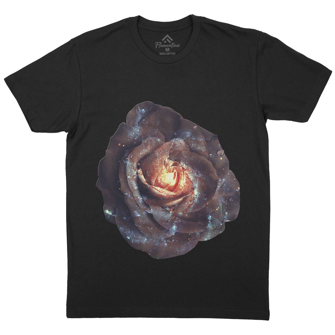 Galactic Rose Mens Organic Crew Neck T-Shirt Space A840