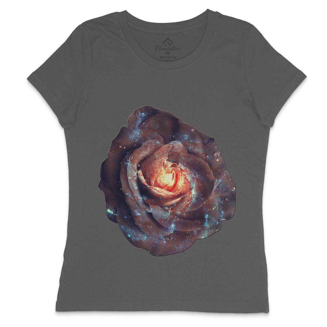 Galactic Rose Womens Crew Neck T-Shirt Space A840