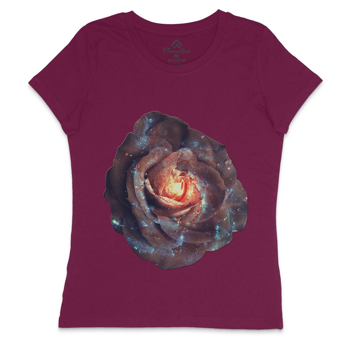 Galactic Rose Womens Crew Neck T-Shirt Space A840