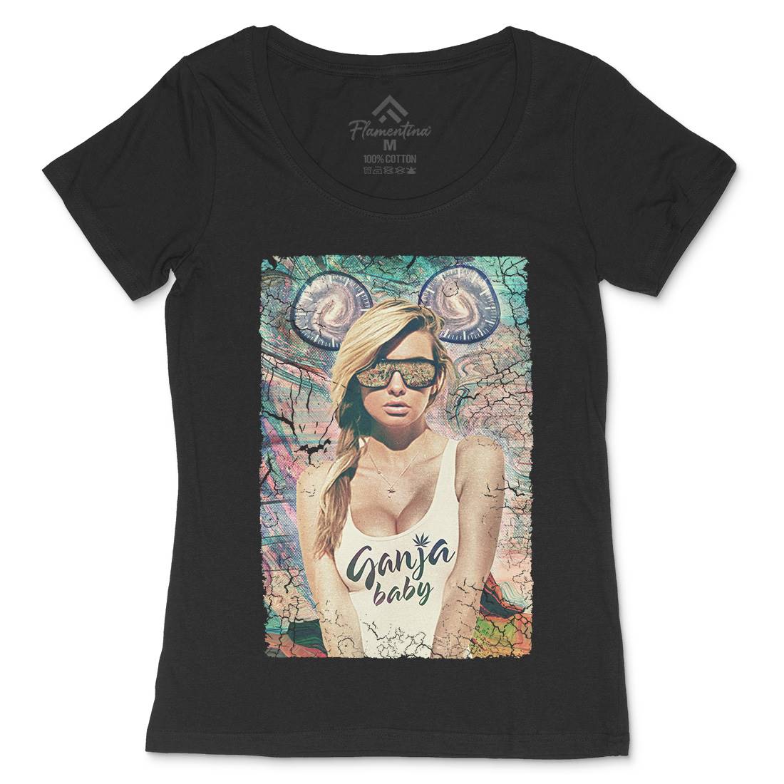 Ganja Baby Womens Scoop Neck T-Shirt Space A842