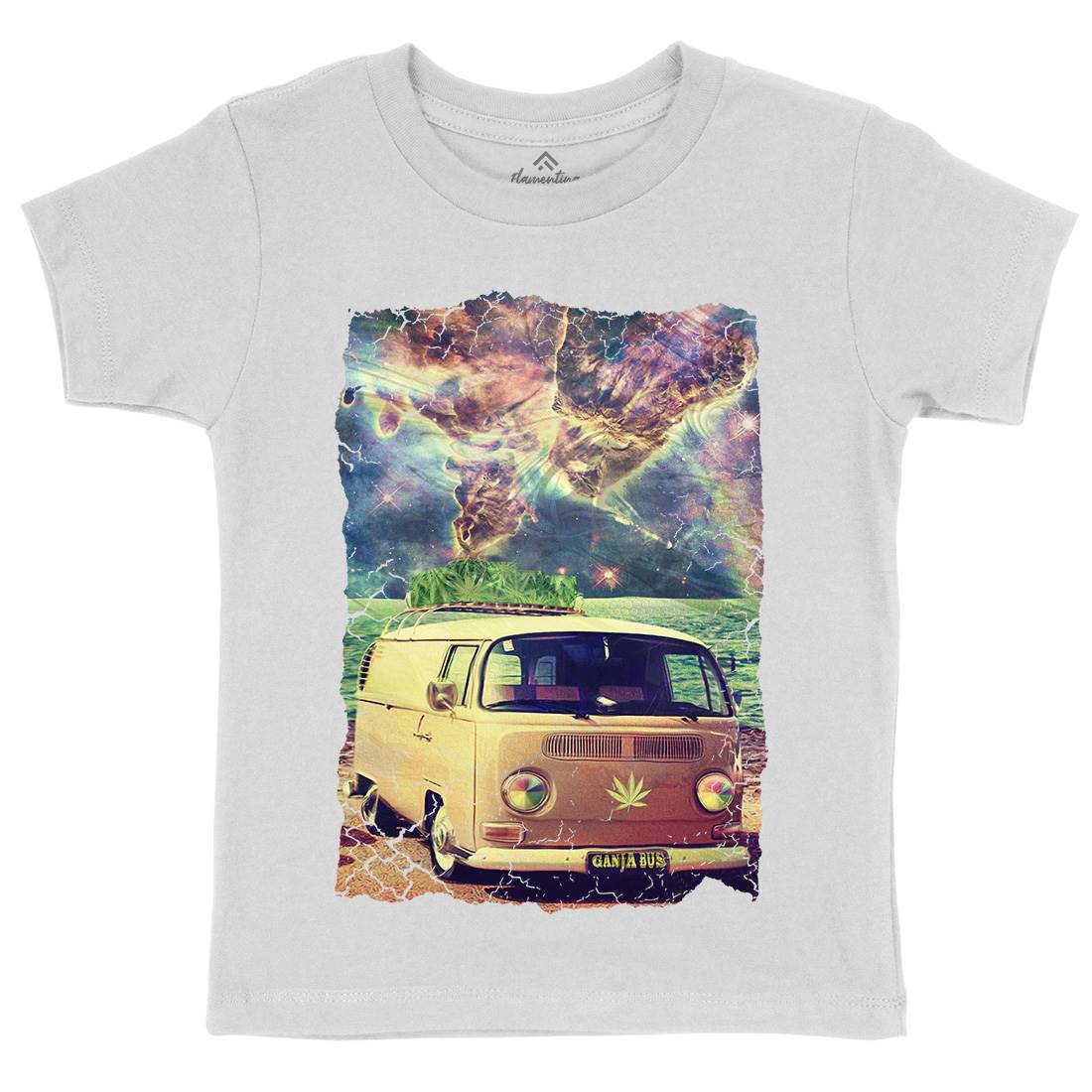 Ganja Bus Kids Organic Crew Neck T-Shirt Space A843