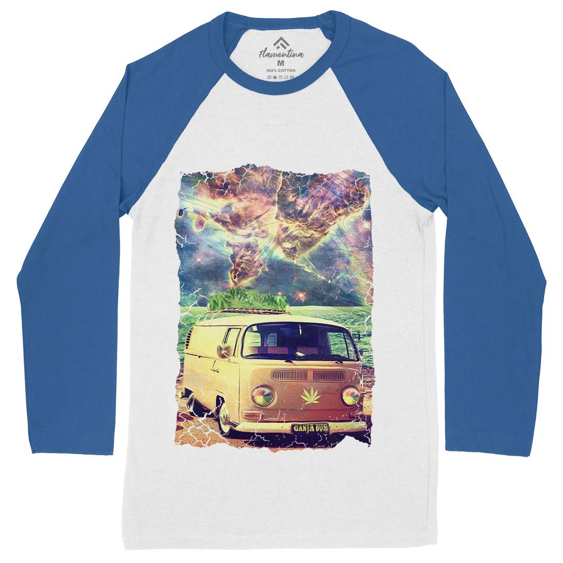 Ganja Bus Mens Long Sleeve Baseball T-Shirt Space A843