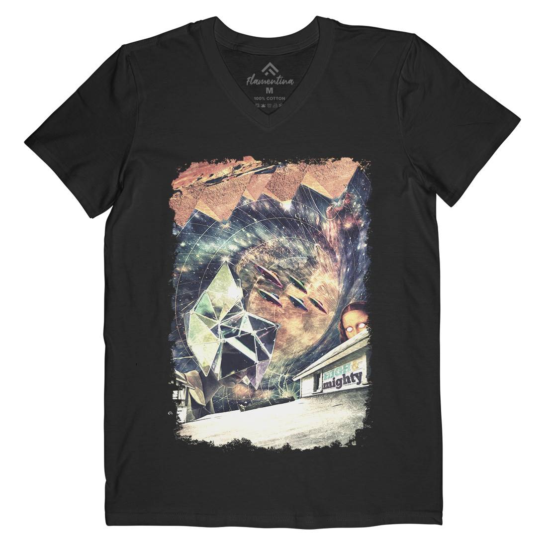 High &amp; Mighty Mens V-Neck T-Shirt Space A845