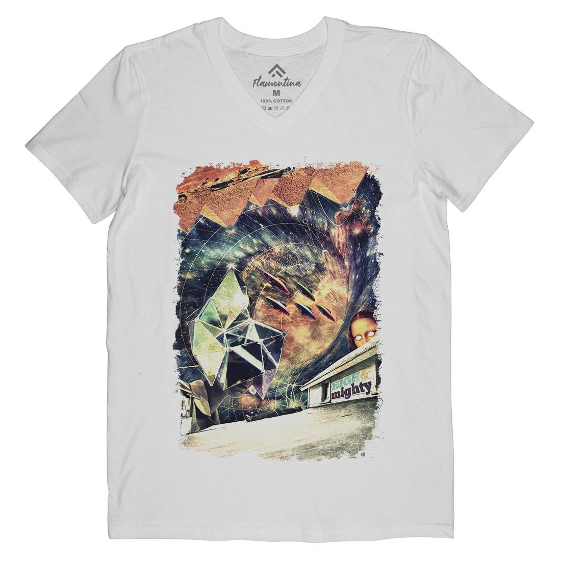 High &amp; Mighty Mens V-Neck T-Shirt Space A845
