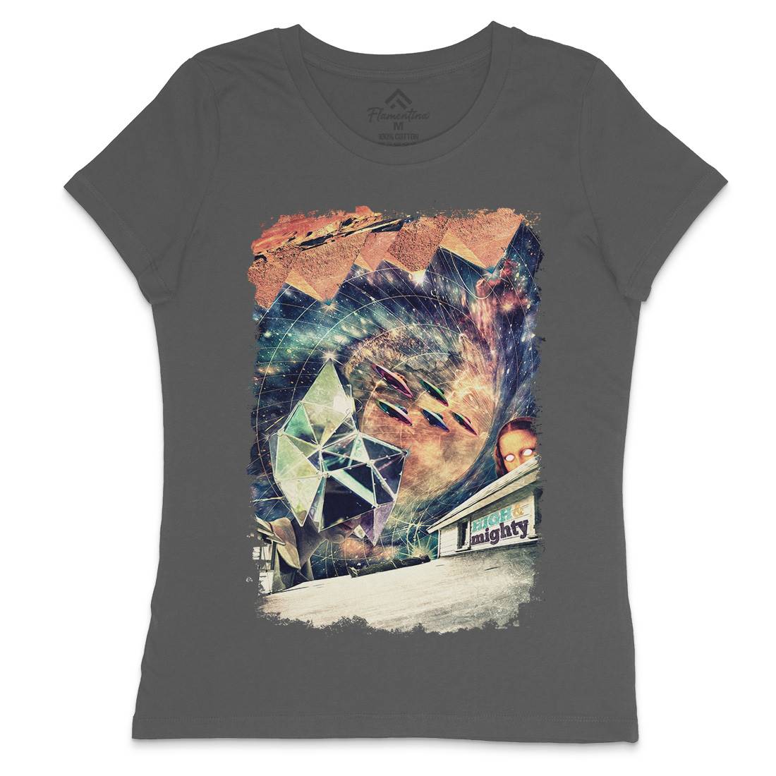 High &amp; Mighty Womens Crew Neck T-Shirt Space A845