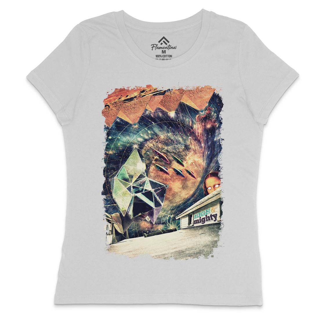 High &amp; Mighty Womens Crew Neck T-Shirt Space A845