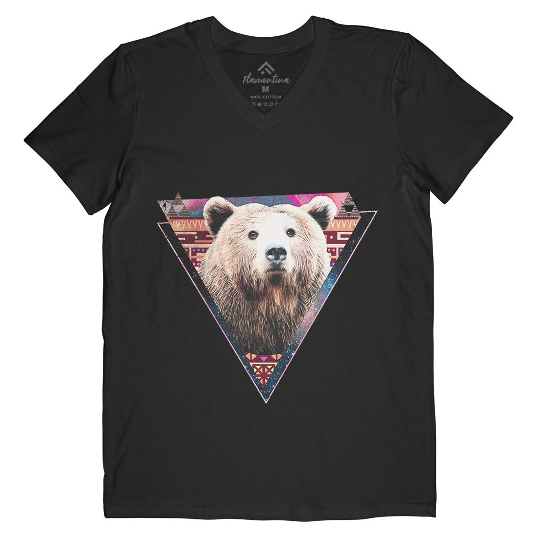 Hip Bear Mens V-Neck T-Shirt Space A846