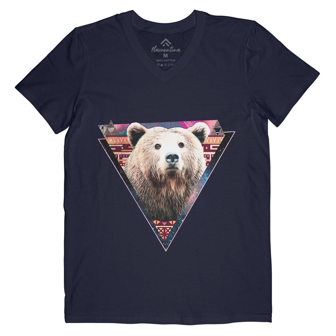 Hip Bear Mens Organic V-Neck T-Shirt Space A846