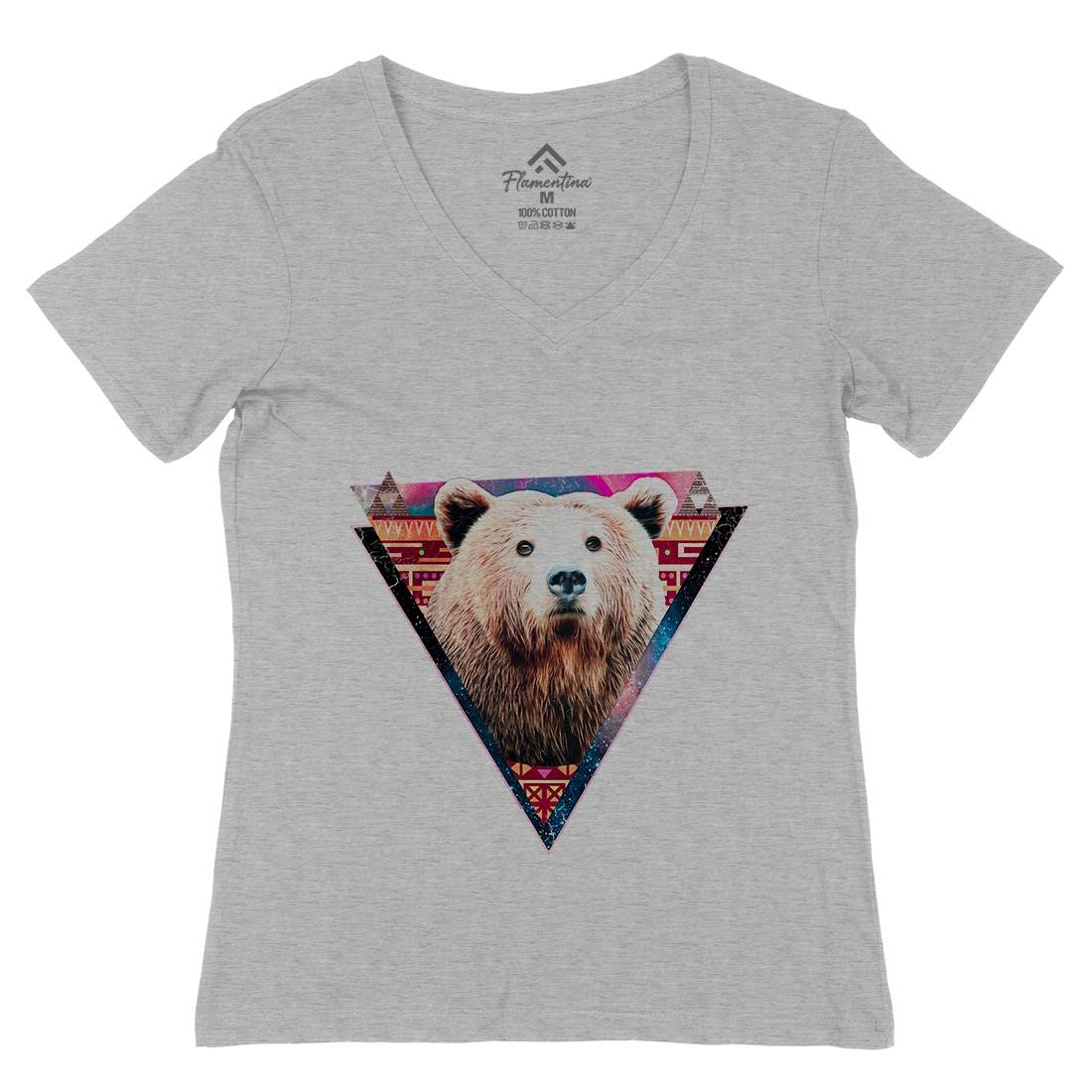 Hip Bear Womens Organic V-Neck T-Shirt Space A846