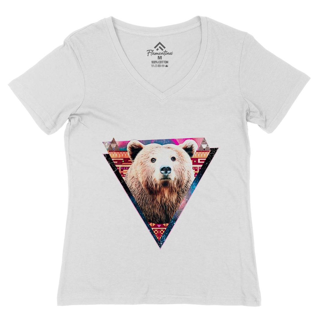 Hip Bear Womens Organic V-Neck T-Shirt Space A846