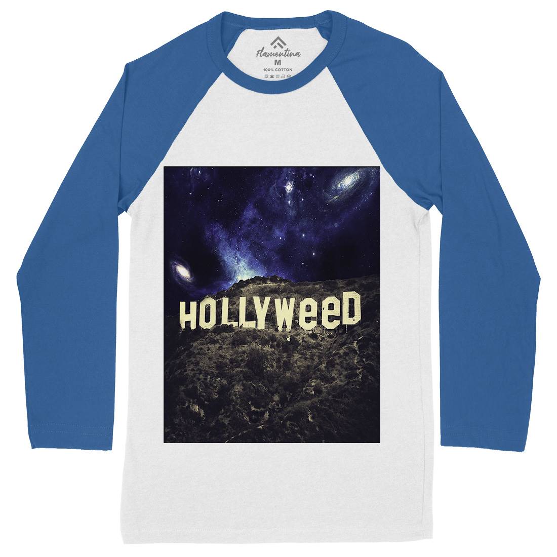 Hollyweed Mens Long Sleeve Baseball T-Shirt Space A847