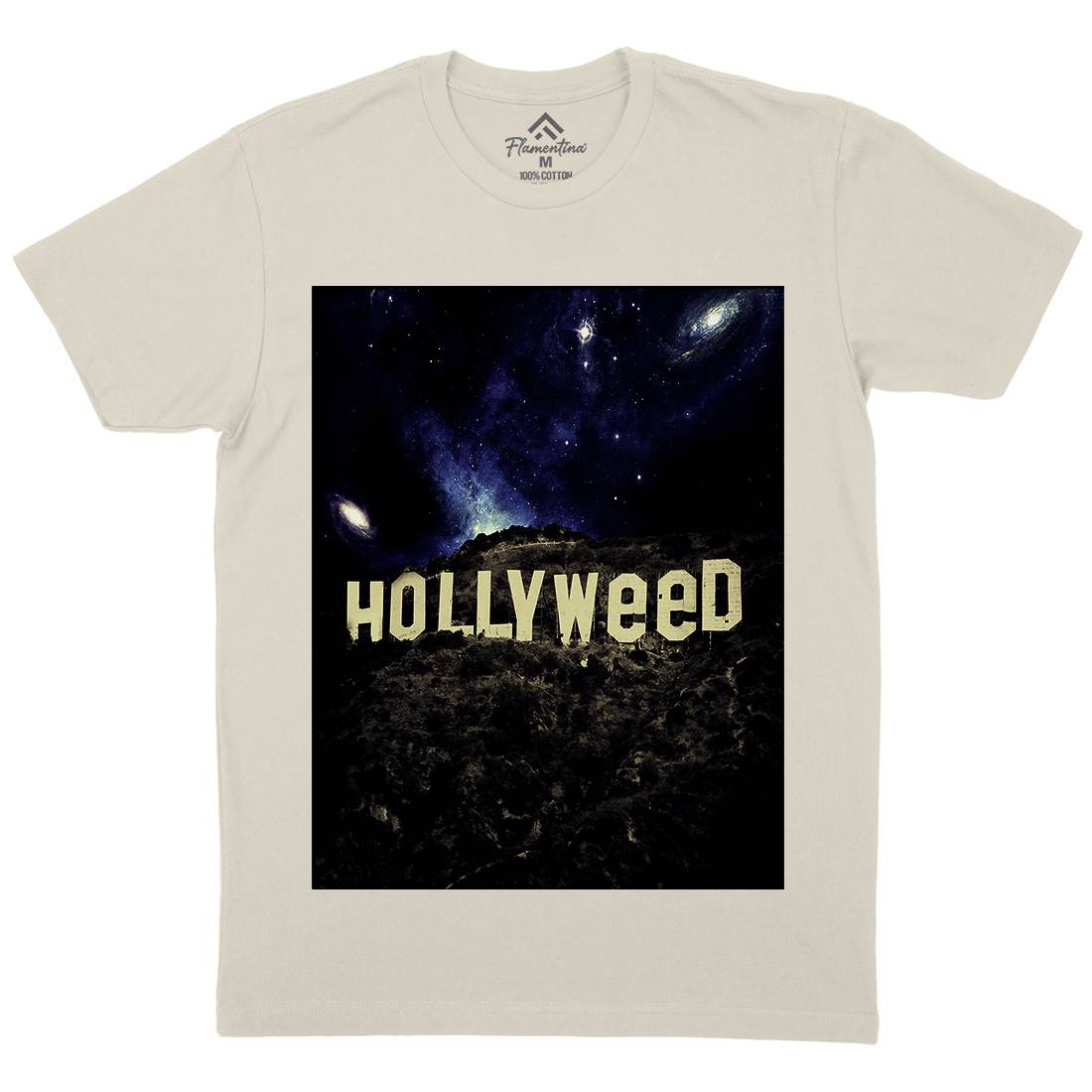 Hollyweed Mens Organic Crew Neck T-Shirt Space A847