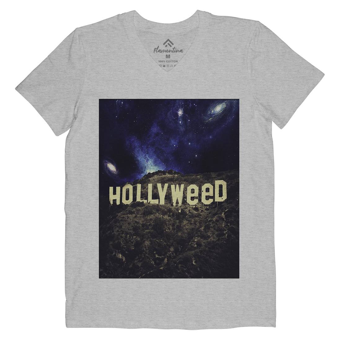 Hollyweed Mens V-Neck T-Shirt Space A847