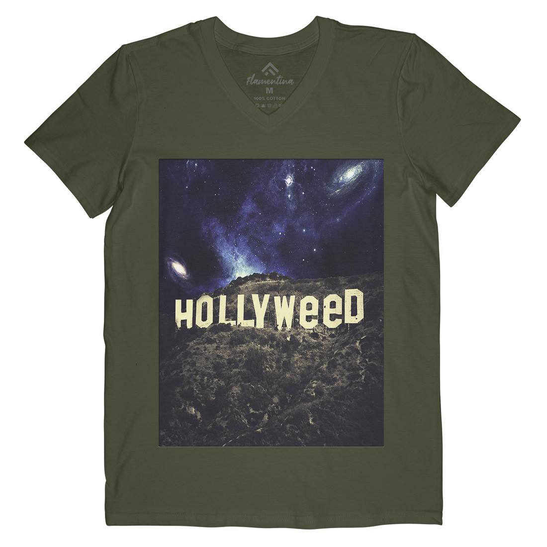 Hollyweed Mens Organic V-Neck T-Shirt Space A847