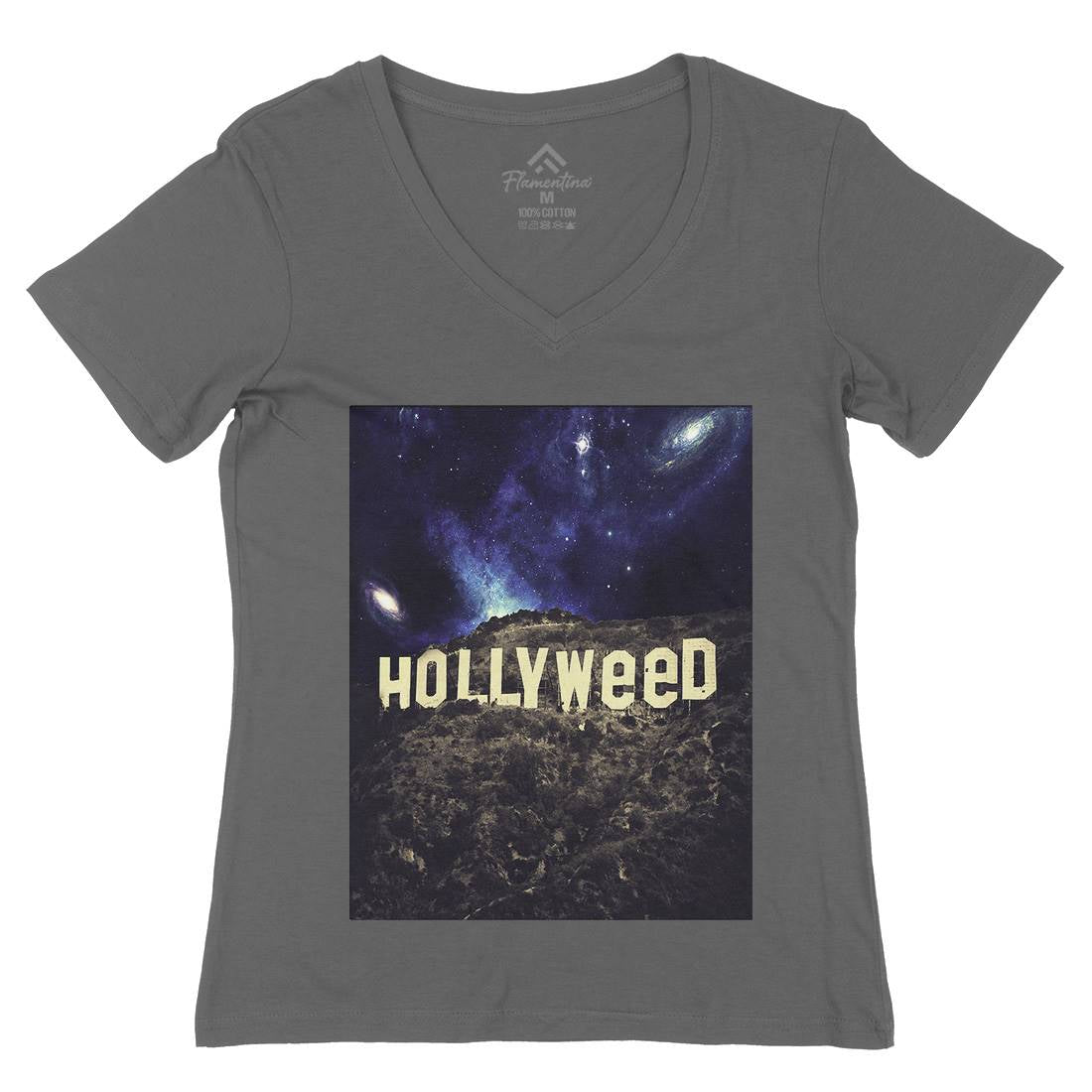 Hollyweed Womens Organic V-Neck T-Shirt Space A847