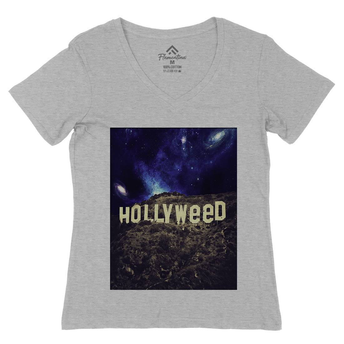 Hollyweed Womens Organic V-Neck T-Shirt Space A847