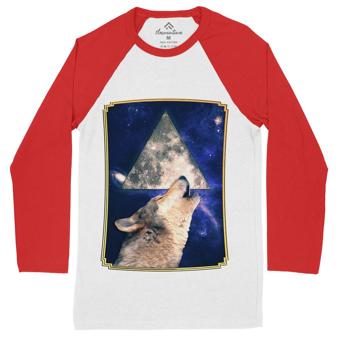 Howling Wolf Mens Long Sleeve Baseball T-Shirt Space A848