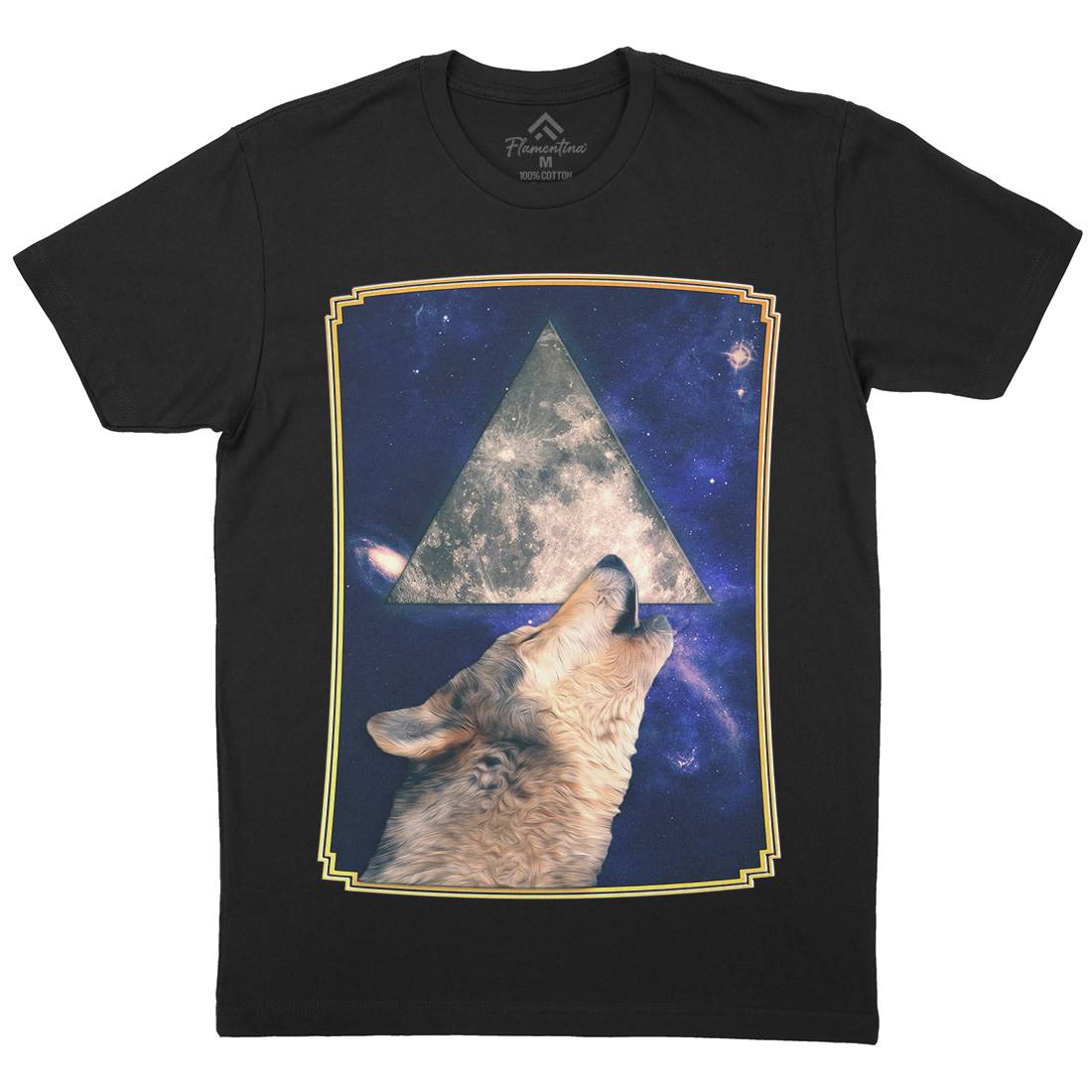 Howling Wolf Mens Organic Crew Neck T-Shirt Space A848