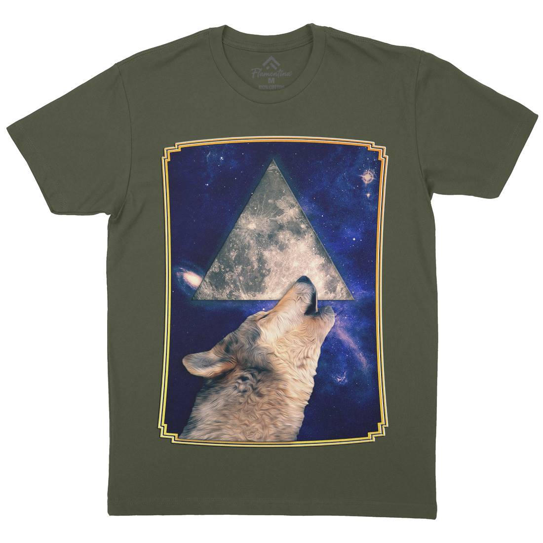Howling Wolf Mens Organic Crew Neck T-Shirt Space A848