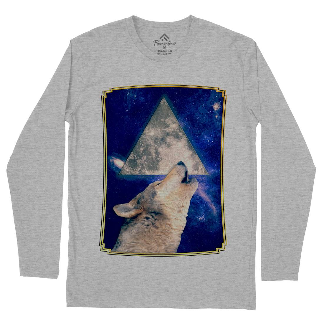 Howling Wolf Mens Long Sleeve T-Shirt Space A848