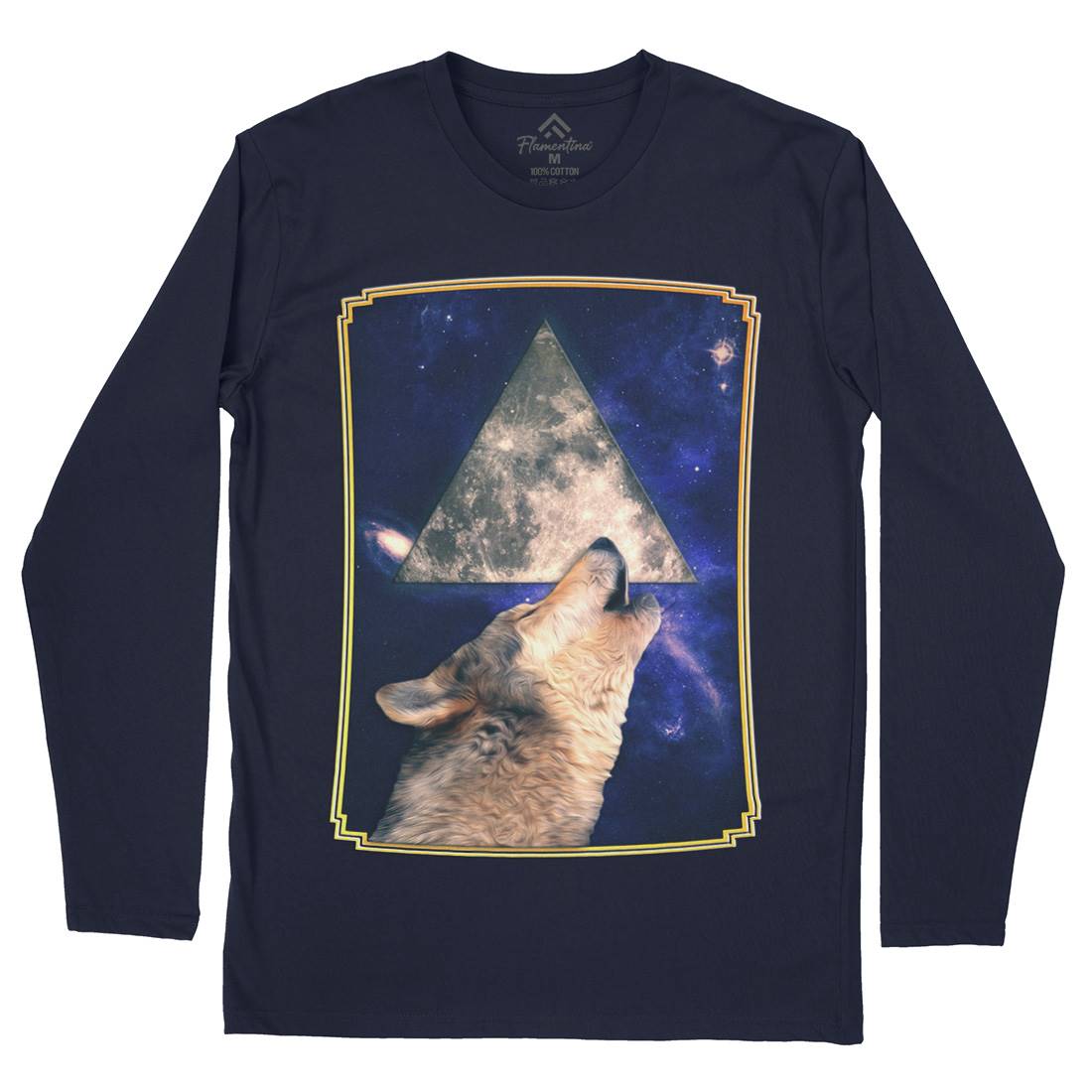 Howling Wolf Mens Long Sleeve T-Shirt Space A848