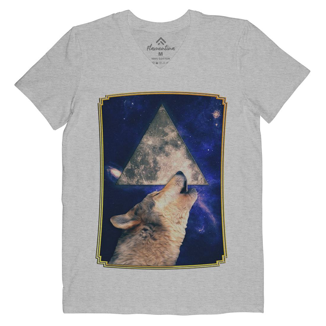Howling Wolf Mens V-Neck T-Shirt Space A848