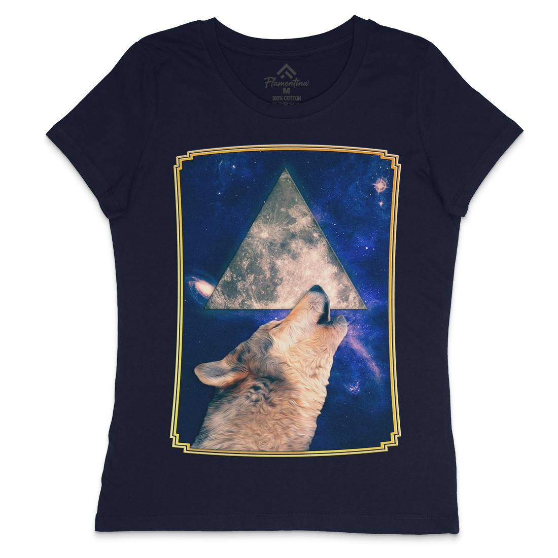 Howling Wolf Womens Crew Neck T-Shirt Space A848