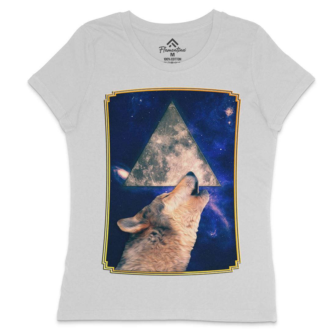 Howling Wolf Womens Crew Neck T-Shirt Space A848