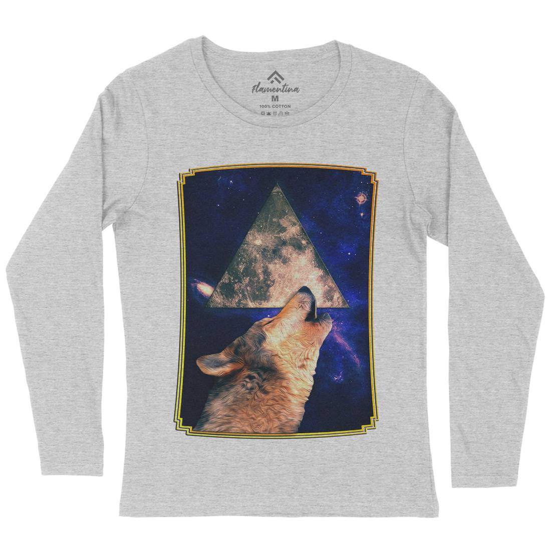 Howling Wolf Womens Long Sleeve T-Shirt Space A848