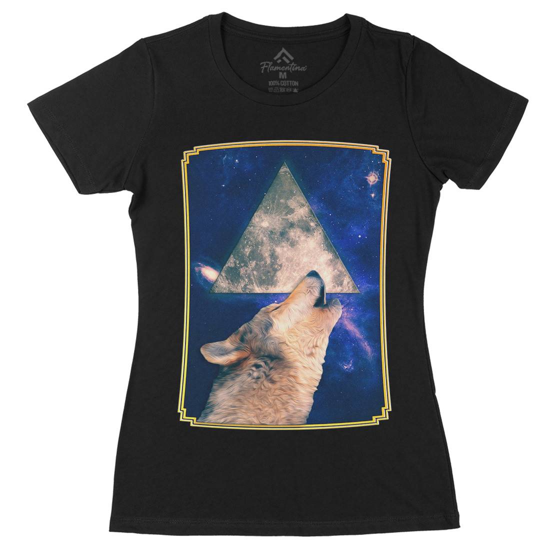 Howling Wolf Womens Organic Crew Neck T-Shirt Space A848