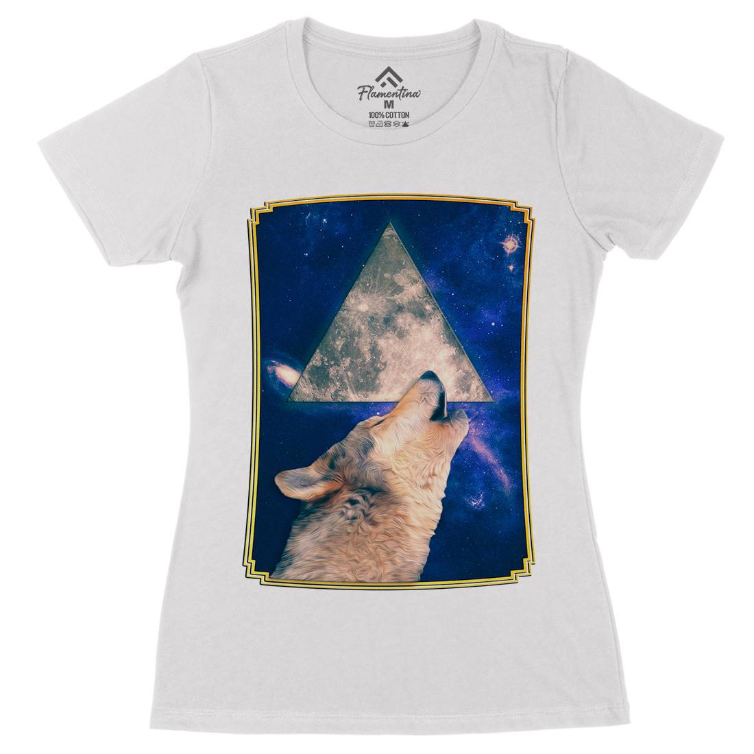 Howling Wolf Womens Organic Crew Neck T-Shirt Space A848