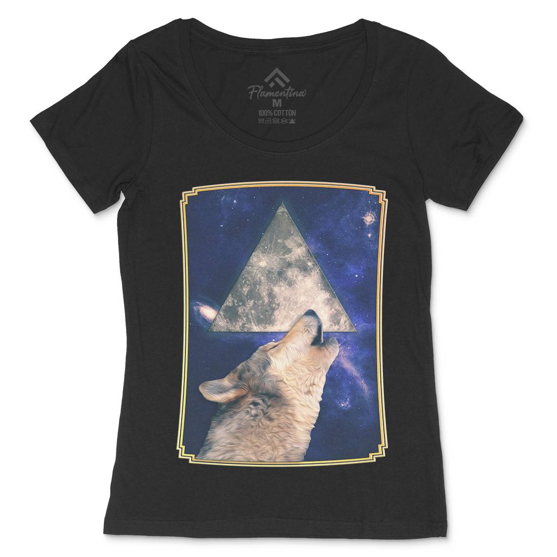 Howling Wolf Womens Scoop Neck T-Shirt Space A848