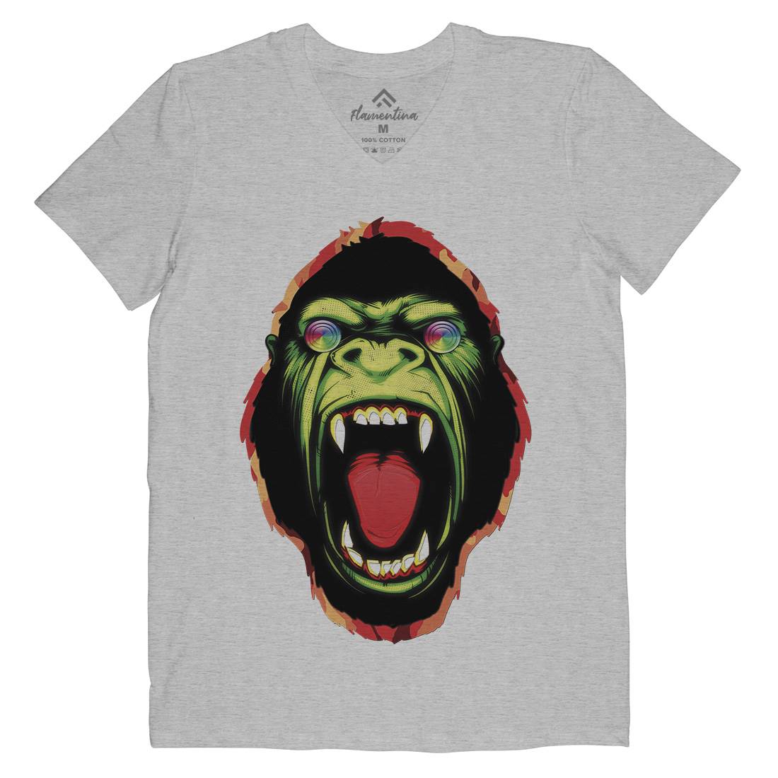 Hypnotic Ape Mens Organic V-Neck T-Shirt Animals A849