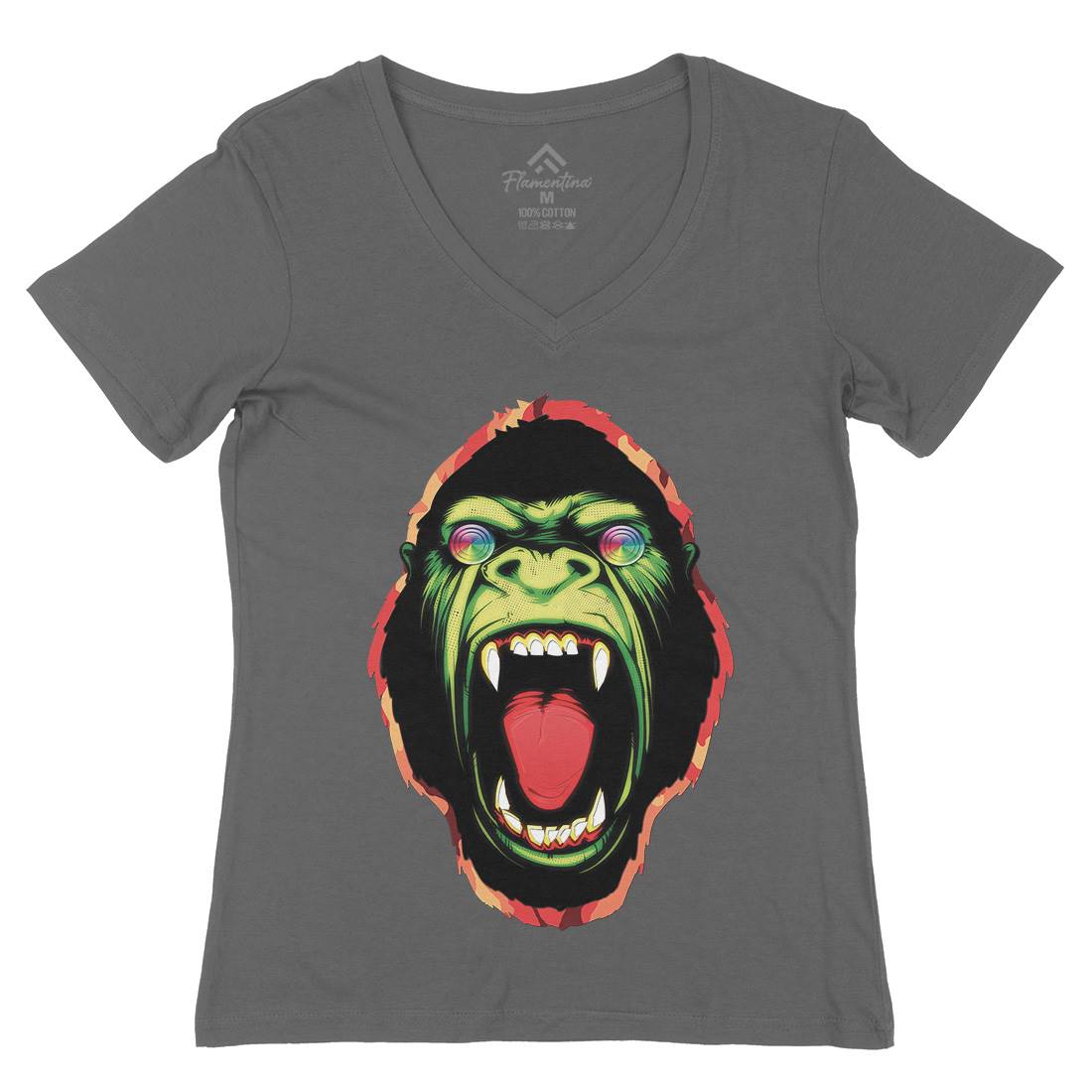 Hypnotic Ape Womens Organic V-Neck T-Shirt Animals A849