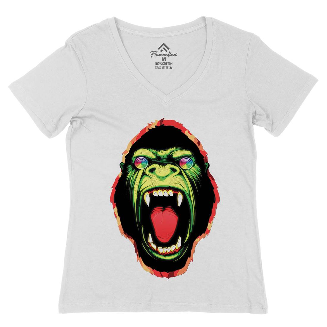 Hypnotic Ape Womens Organic V-Neck T-Shirt Animals A849