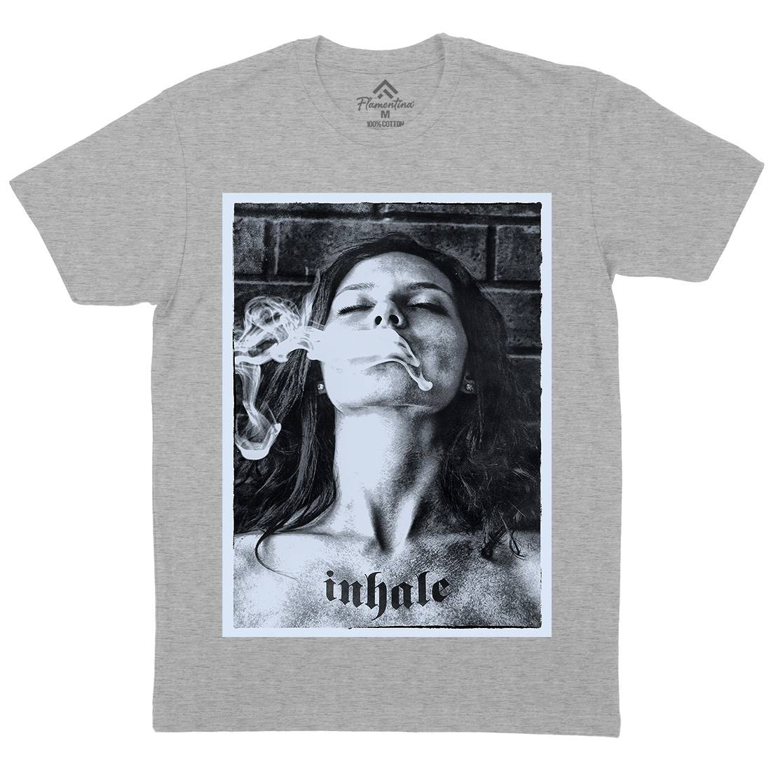 Inhale Mens Organic Crew Neck T-Shirt Drugs A851