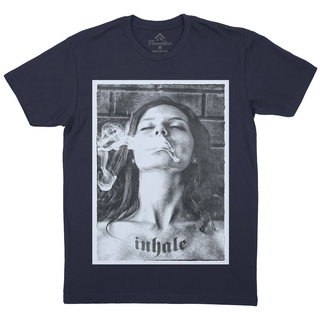 Inhale Mens Organic Crew Neck T-Shirt Drugs A851
