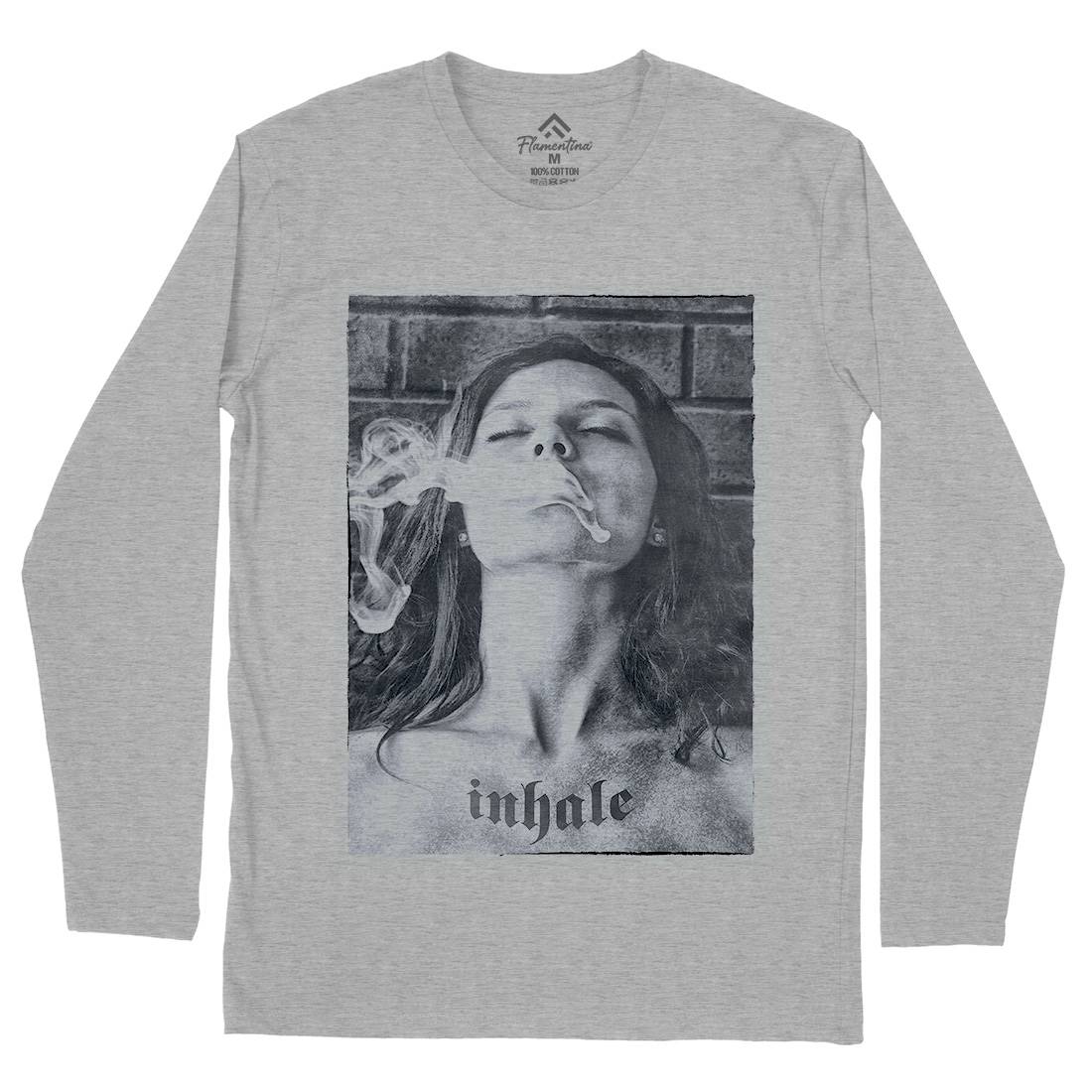Inhale Mens Long Sleeve T-Shirt Drugs A851