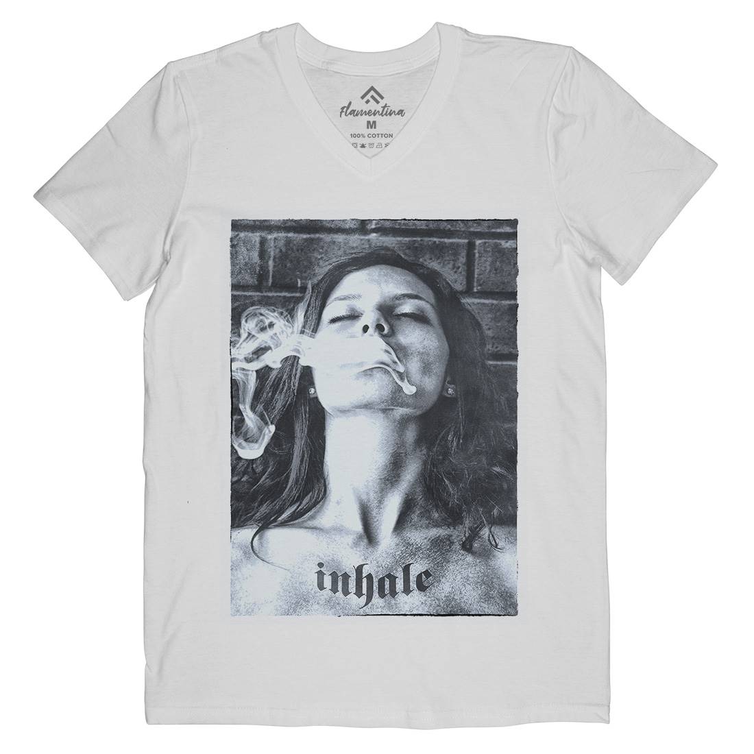 Inhale Mens Organic V-Neck T-Shirt Drugs A851