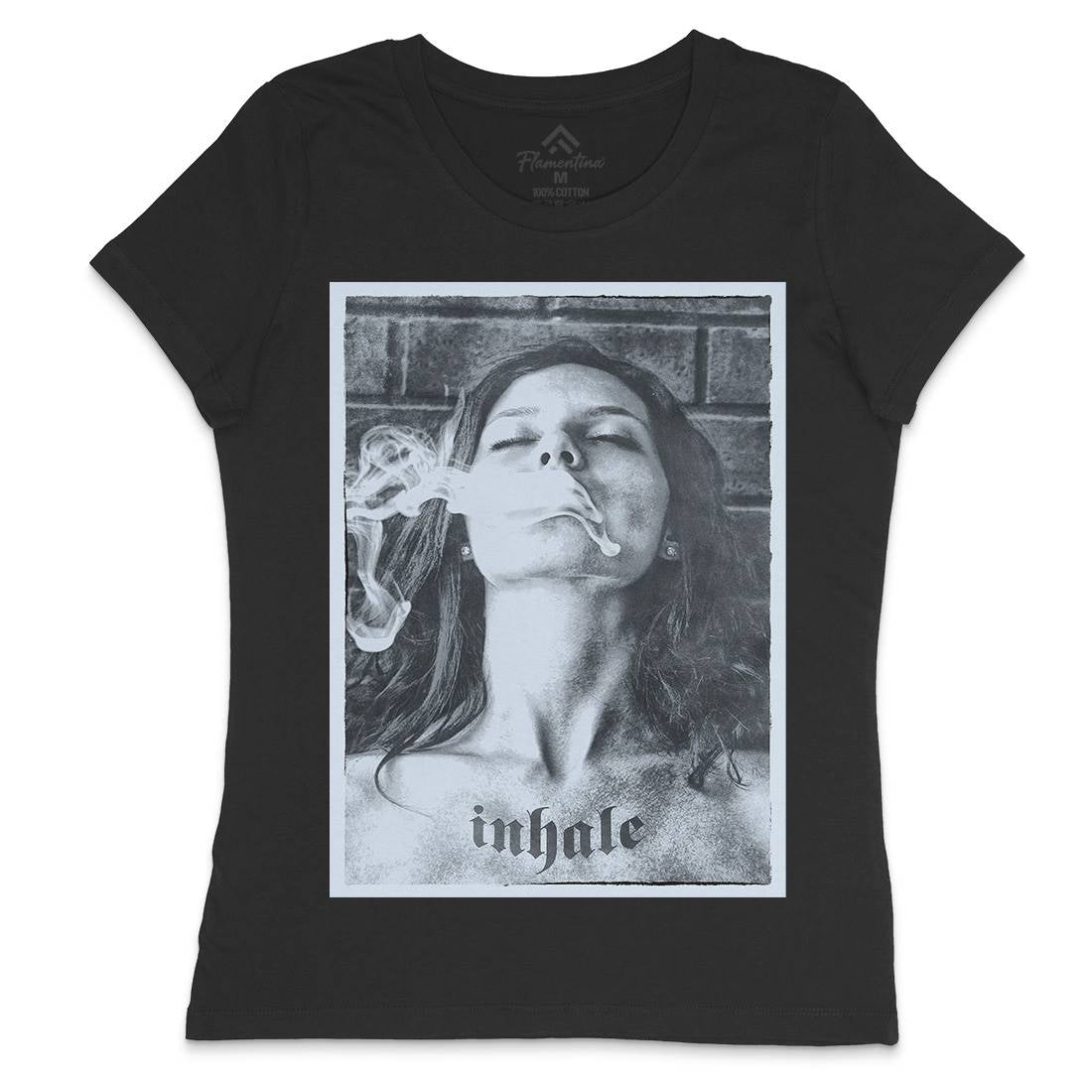 Inhale Womens Crew Neck T-Shirt Drugs A851